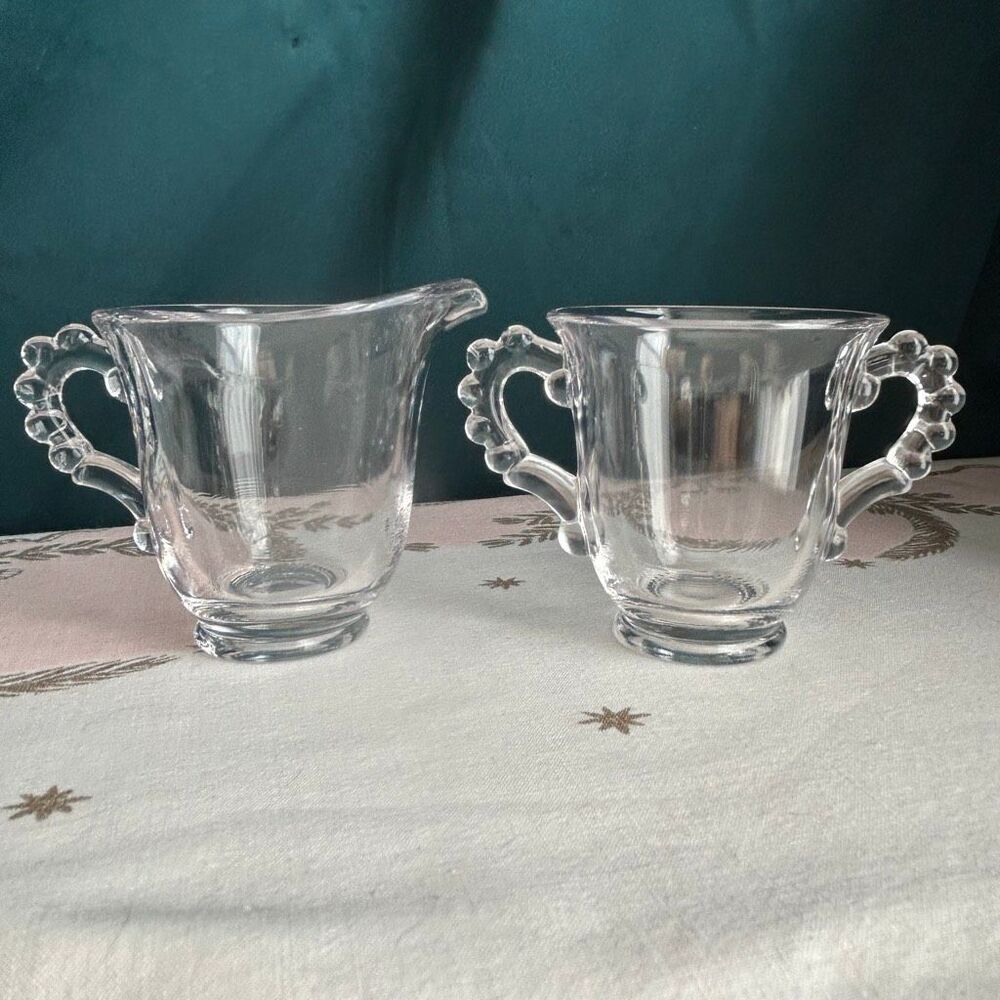 Vintage Imperial Glass Candlewick Sugar and Creamer